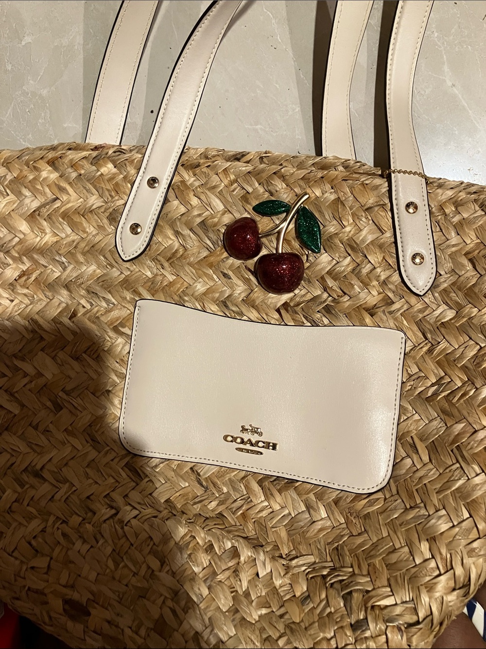 COACH Straw Tote Chic Summer Shoulder Bag - Picture 4 of 8
